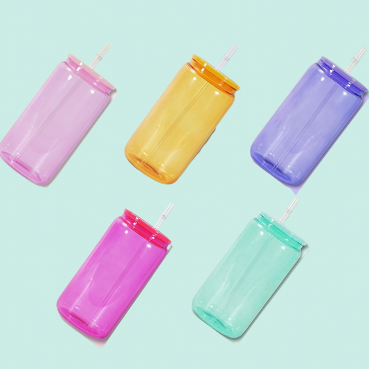 Glass Can with UV DTF Design