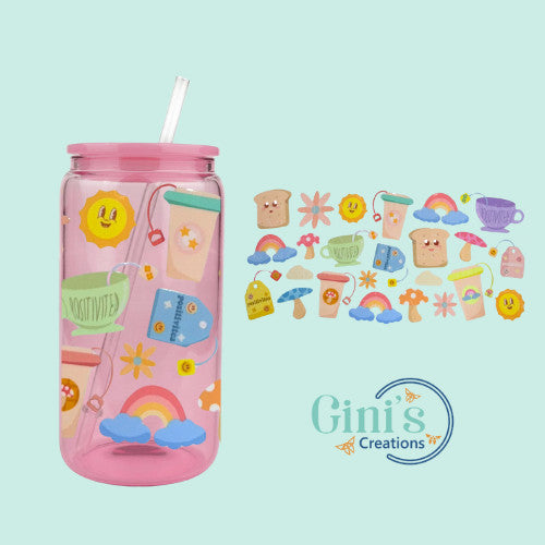 Glass Can with UV DTF Design