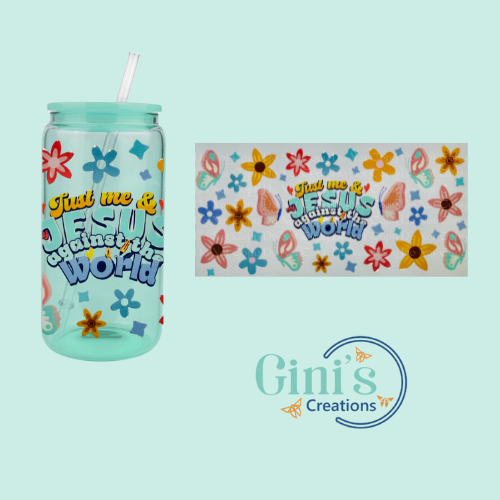 Glass Can with UV DTF Design