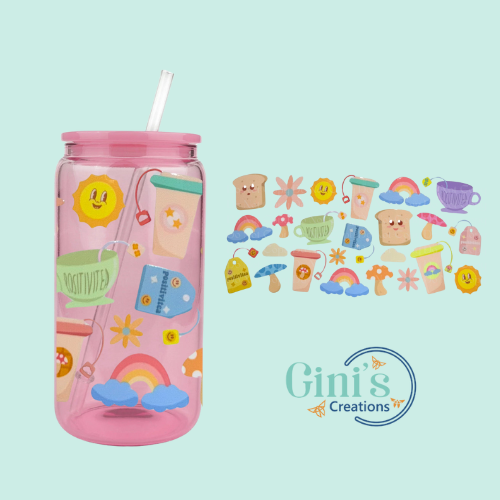 Glass Can with UV DTF Design